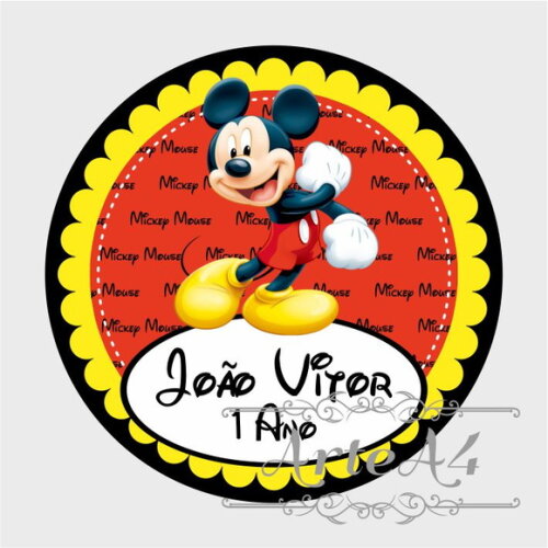 Adesivo Rótulo p/ Latinha Lembrancinha Mickey