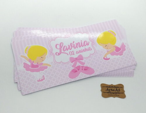 Adesivo Rótulo para Cofrinho Lembrancinha Bailarina