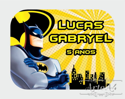 Adesivo Rótulo para Marmitinha Lembrancinha Batman