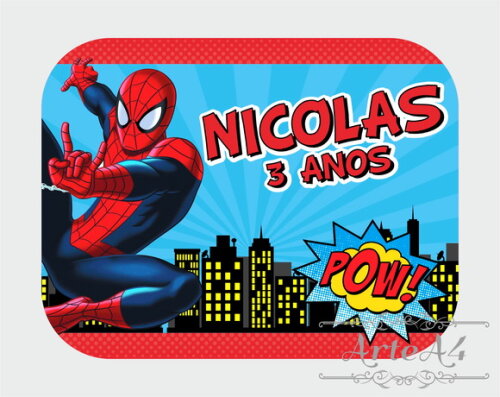 Adesivo Rótulo para Marmitinha Lembrancinha Homem Aranha