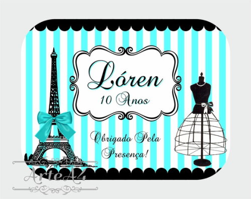 Adesivo Rótulo para Marmitinha Lembrancinha Paris