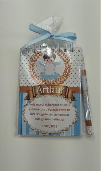 Bloquinho e Mini Lápis Lembrança Batizado