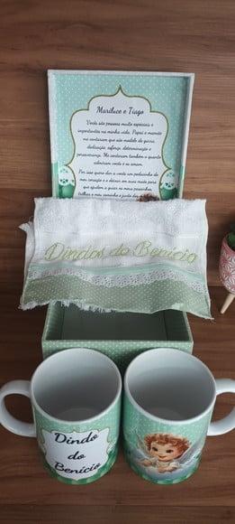Caixa Batizado Convite Padrinhos Canecas