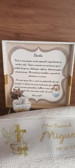 Caixa Batizado Convite Padrinhos Toalha Personalizada