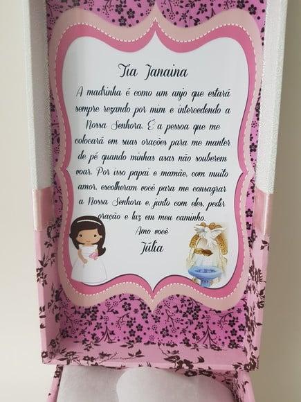 Caixa batizado padrinhos com Nossa Senhora