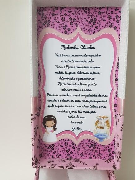 Caixa batizado padrinhos com Nossa Senhora