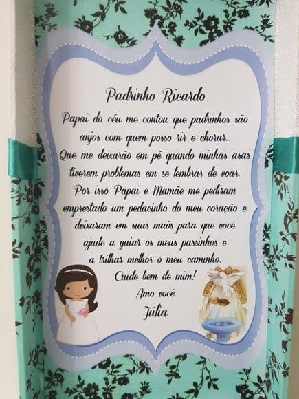 Caixa batizado padrinhos com Nossa Senhora