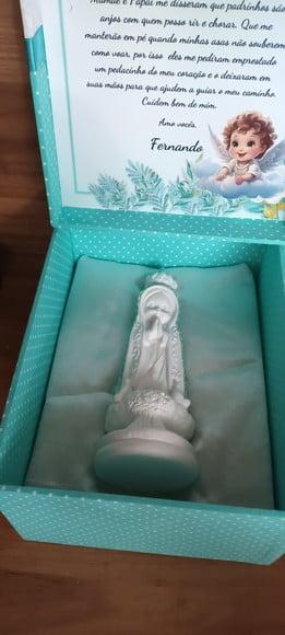 Caixa Batizado Padrinhos com Nossa Senhora de Fátima