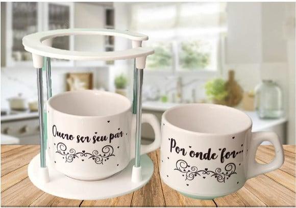 Conjunto De Xícaras E Suporte Personalizadas
