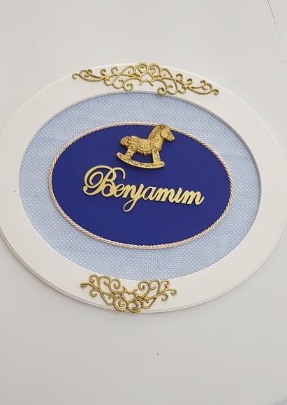 Quadro Maternidade Oval Azul
