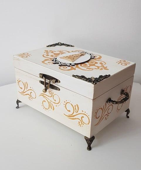 Urna para cinzas Branco com ouro velho