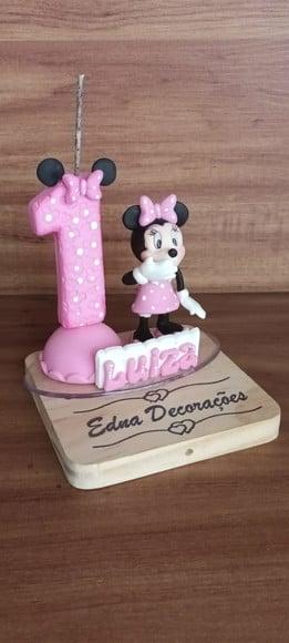 Vela 1 Ano Minie Rosa