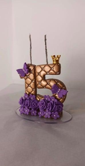 Vela 15 Anos Dourada E Lilás