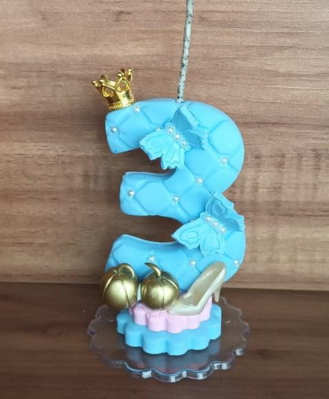 Vela Princesa 3 Anos Azul