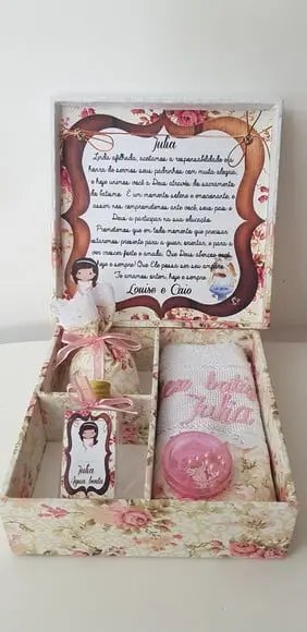 Caixa batizado convite padrinhos