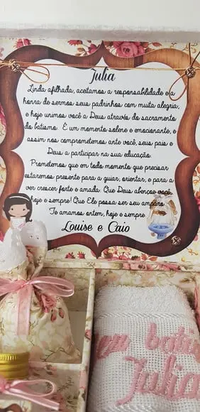 Caixa batizado convite padrinhos