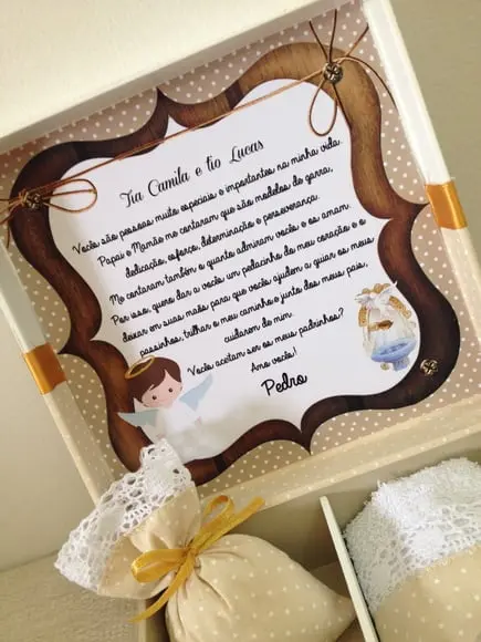 Caixa Batizado Convite Padrinhos