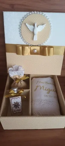 Caixa Batizado Convite Padrinhos Toalha Personalizada