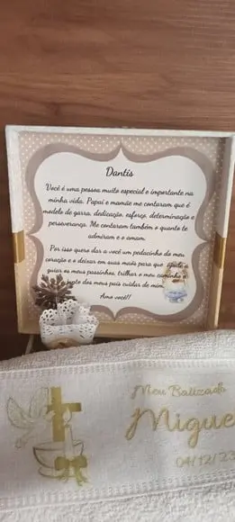 Caixa Batizado Convite Padrinhos Toalha Personalizada