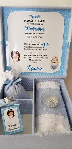 Caixa batizado padrinhos