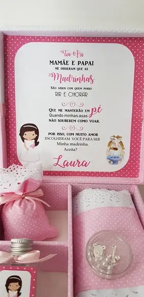 Caixa batizado padrinhos