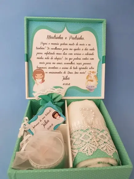Caixa batizado padrinhos