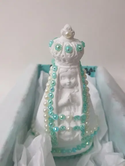Caixa batizado padrinhos com Nossa Senhora