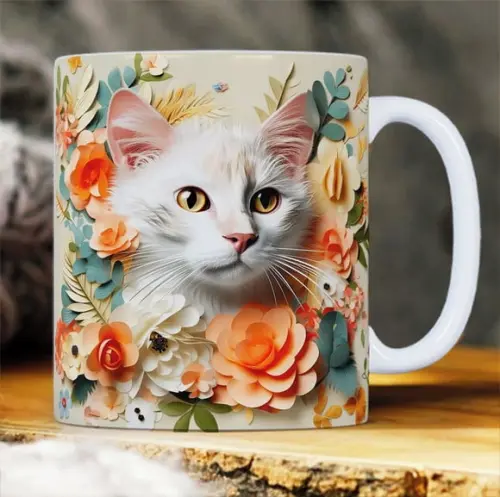 Canecas Impressão 3d Gato Preto