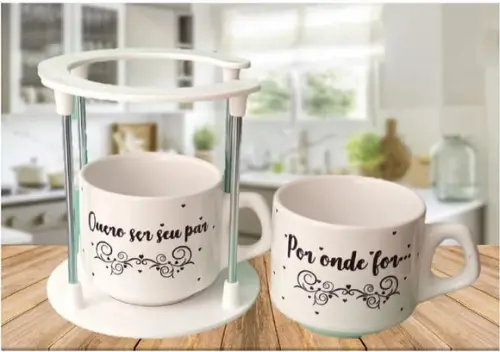 Conjunto De Xícaras E Suporte Personalizadas