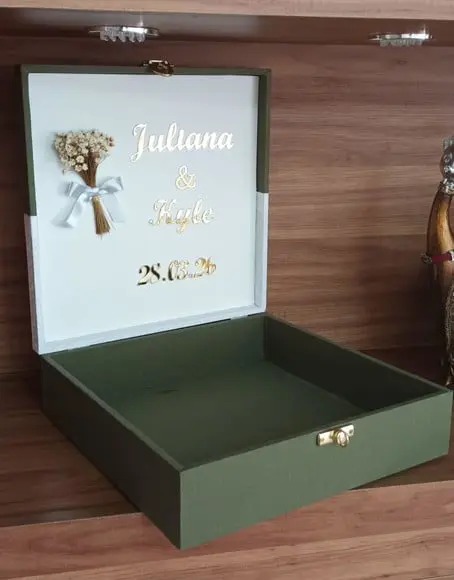 Kit 2 Caixas Padrinhos da Noiva Grande com Letras Acrílico