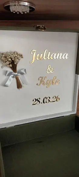Kit 2 Caixas Padrinhos da Noiva Grande com Letras Acrílico