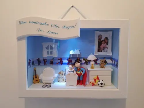 Quadro maternidade irmãos Super Herois