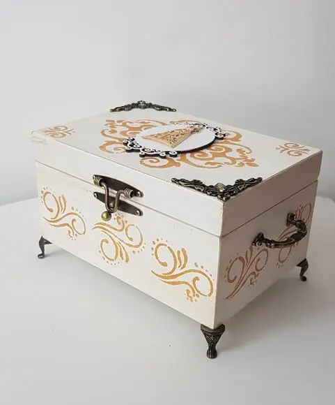 Urna para cinzas Branco com ouro velho