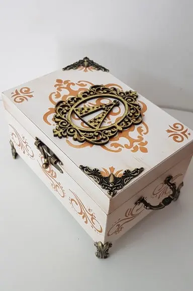 Urna para cinzas Branco com ouro velho