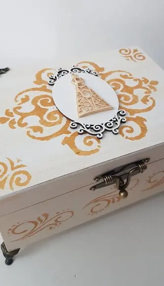 Urna para cinzas Branco com ouro velho