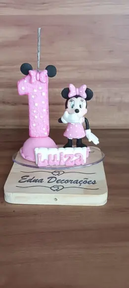 Vela 1 Ano Minie Rosa