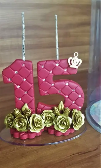 Vela 15 anos vermelho marsala