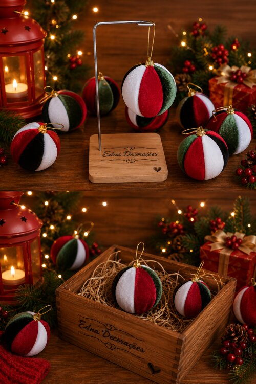 Bolas de Natal em Veludo Cristal