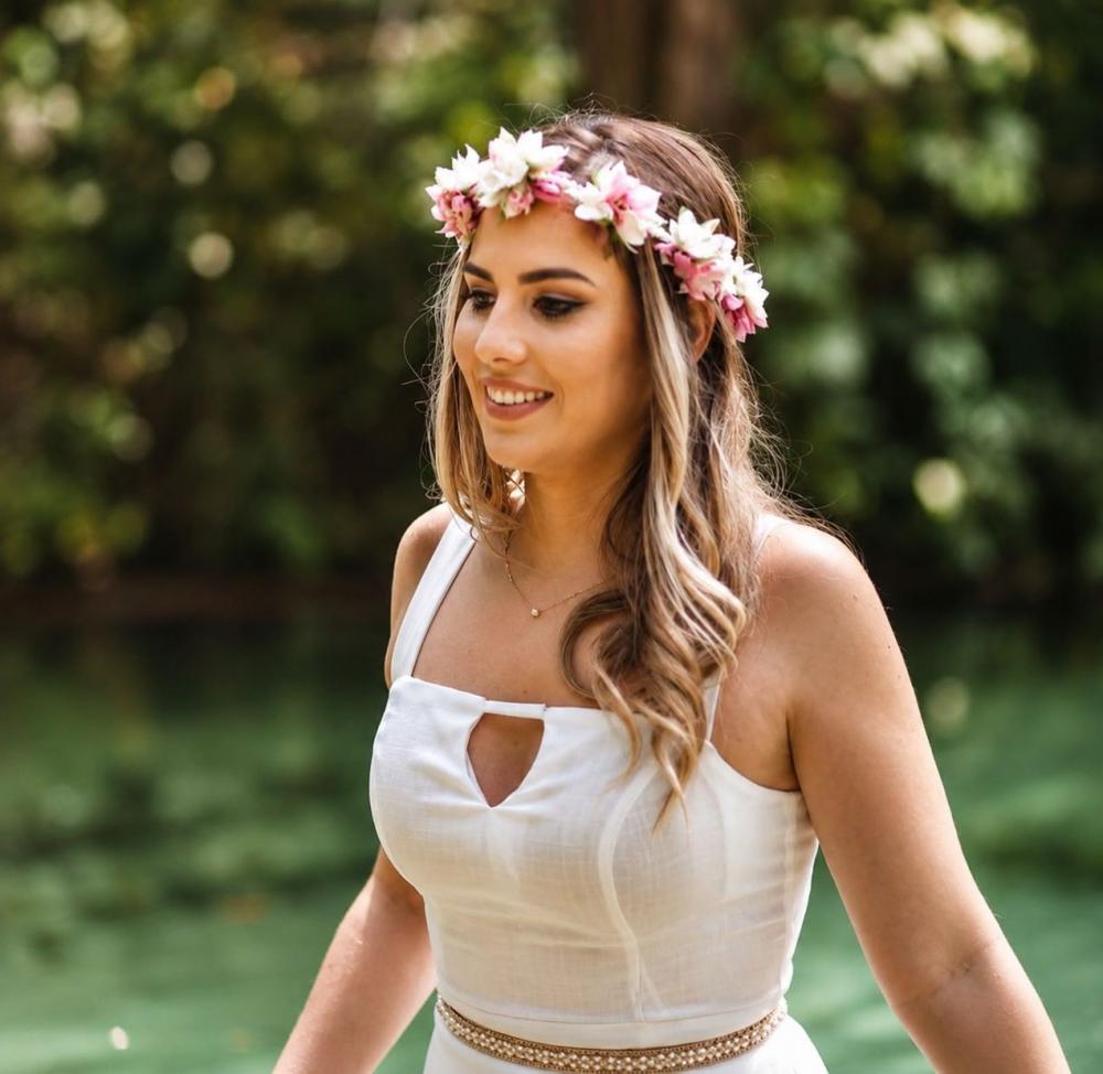 Coroa de Flores Bouquet em tecido Ensaio Fotográfico