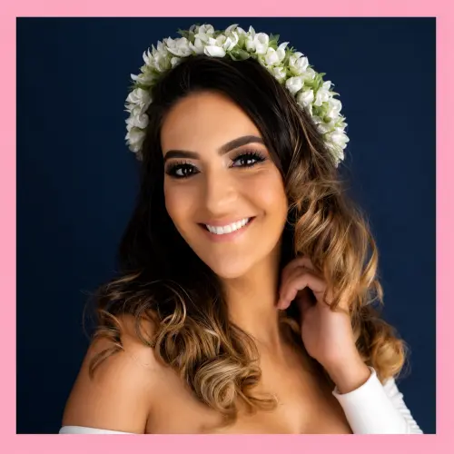 Coroa de Flores Branca com Pérolas