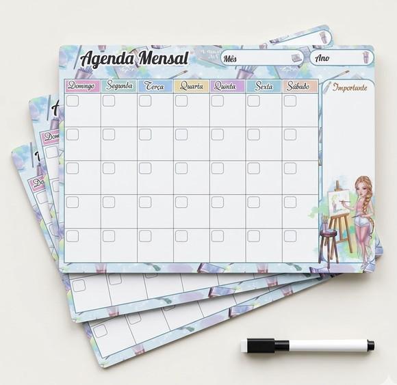 Planner Mensal Magnético Personalizado Geladeira 20x28
