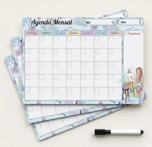 Kit 3 Planner Magnético Personalizado Geladeira 20x28