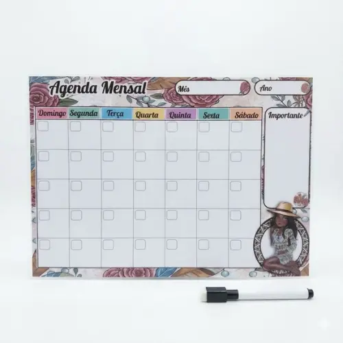 Planner Mensal Magnético Personalizado Geladeira 20x28