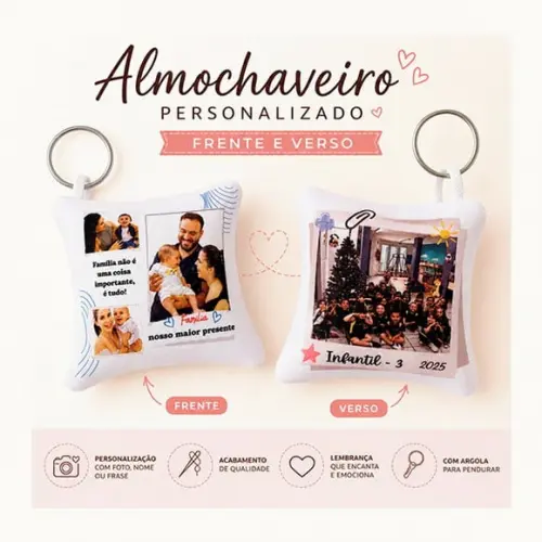 Almochaveiro Personalizado com Foto | Kit 10 Unidades