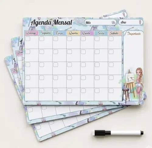 Kit 3 Planner Magnético Personalizado Geladeira 20x28