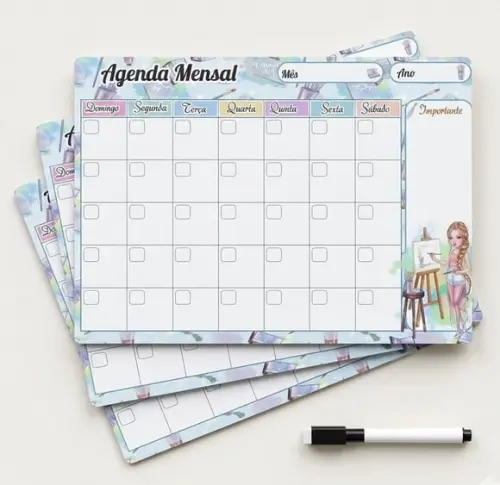 Planner Mensal Magnético Personalizado Geladeira 20x28
