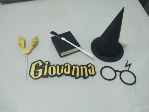 Topo de Bolo Harry Potter Personalizado Camadas 3d Luxo