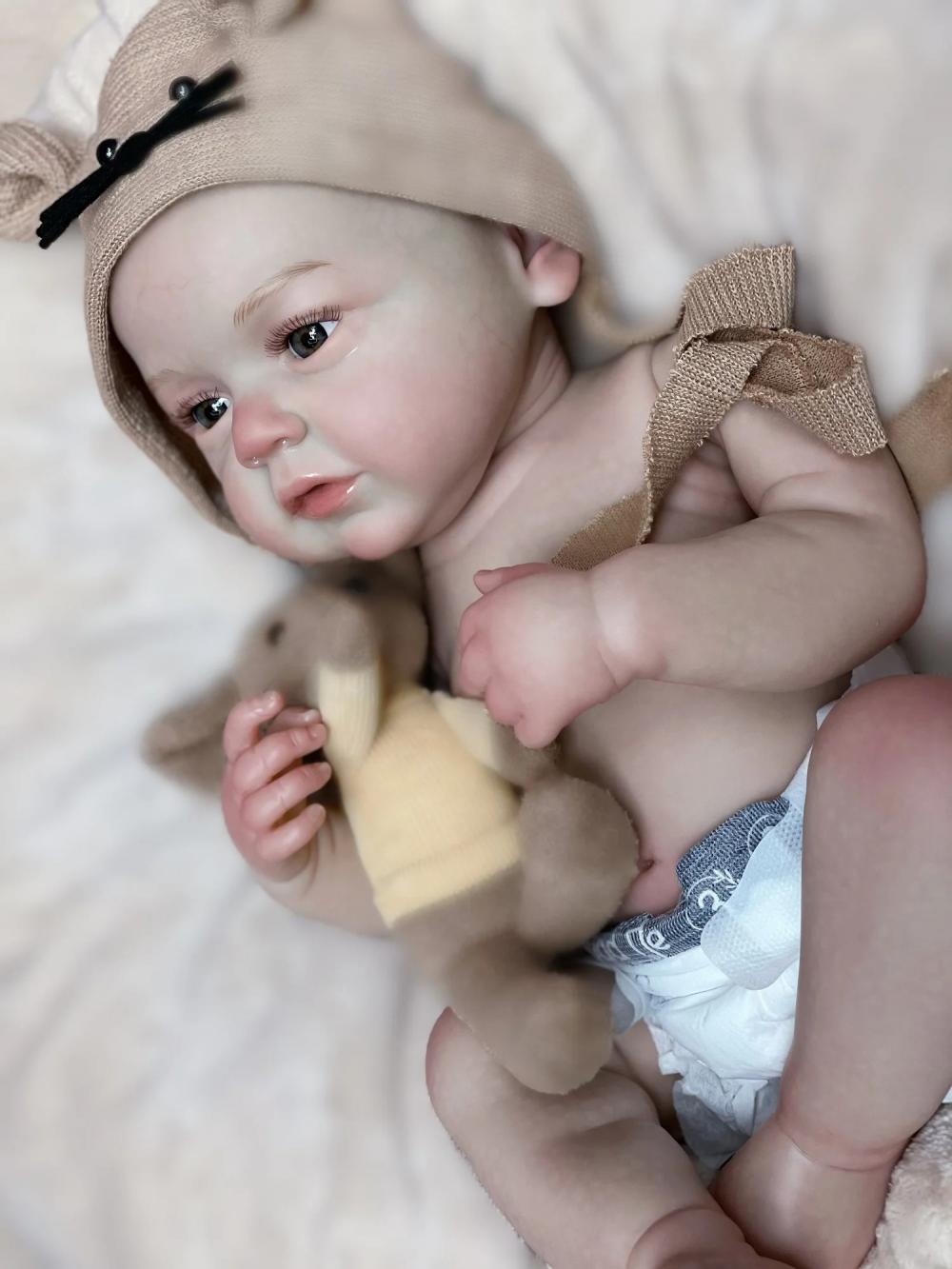 Boneca Bebê Reborn Realista Menino Careca Pintura 3d 50cm