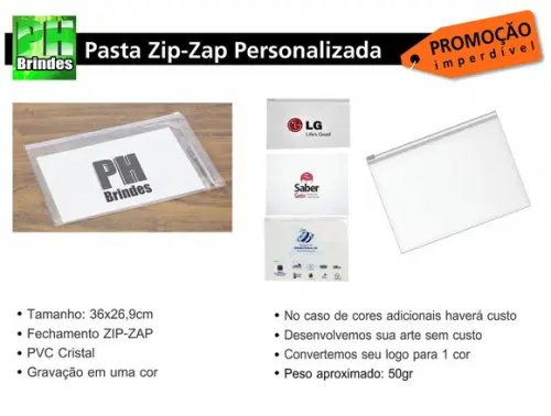 100 Pastas Zip Zap Personalizadas Silk
