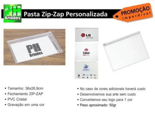250 Pastas Zip Zap Personalizadas Silk